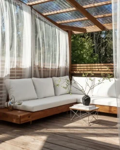 MARETTIMO 5 personers Have-hjørnesofa Højrevendt Brun Certificeret akacietræ