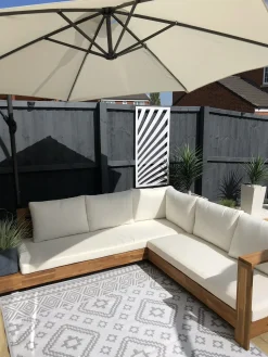 MARETTIMO 5 personers Have-hjørnesofa Højrevendt Brun Certificeret akacietræ