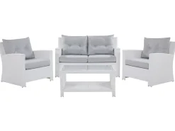 MARINO 4 personers Loungesæt med bord Hvid PE-rattan