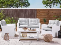 MARINO 4 personers Loungesæt med bord Hvid PE-rattan