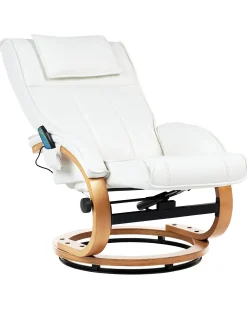 Massagestol MAJESTIC med fodskammel Kunstlæder Hvid