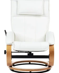 Massagestol MAJESTIC med fodskammel Kunstlæder Hvid