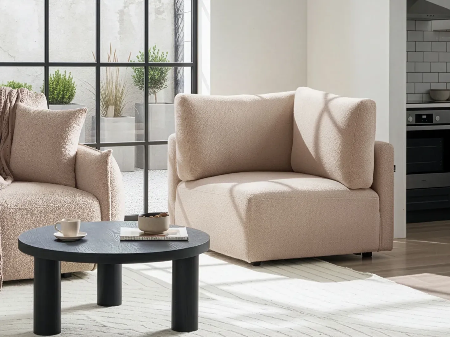 MESNALI Hjørnemodul Beige Boucle
