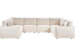 MESNALI 8 personers U-formet modulsofa Cremehvid Boucle