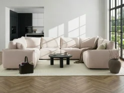 MESNALI 8 personers U-formet modulsofa Cremehvid Boucle