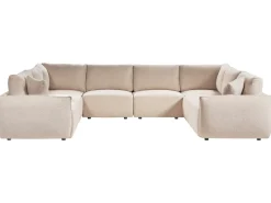 MESNALI 8 personers U-formet modulsofa Beige Boucle