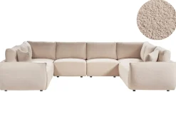 MESNALI 8 personers U-formet modulsofa Beige Boucle