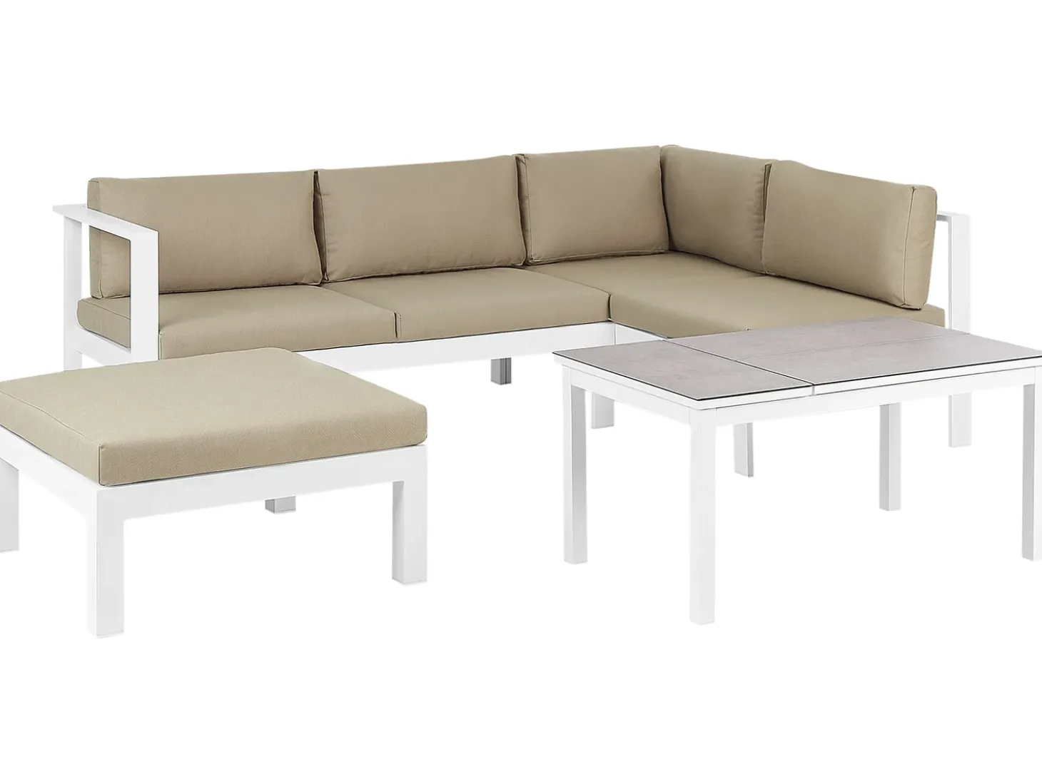 MESSINA 5 personers Have-hjørnesofasæt Venstrevendt Sand Beige Metal