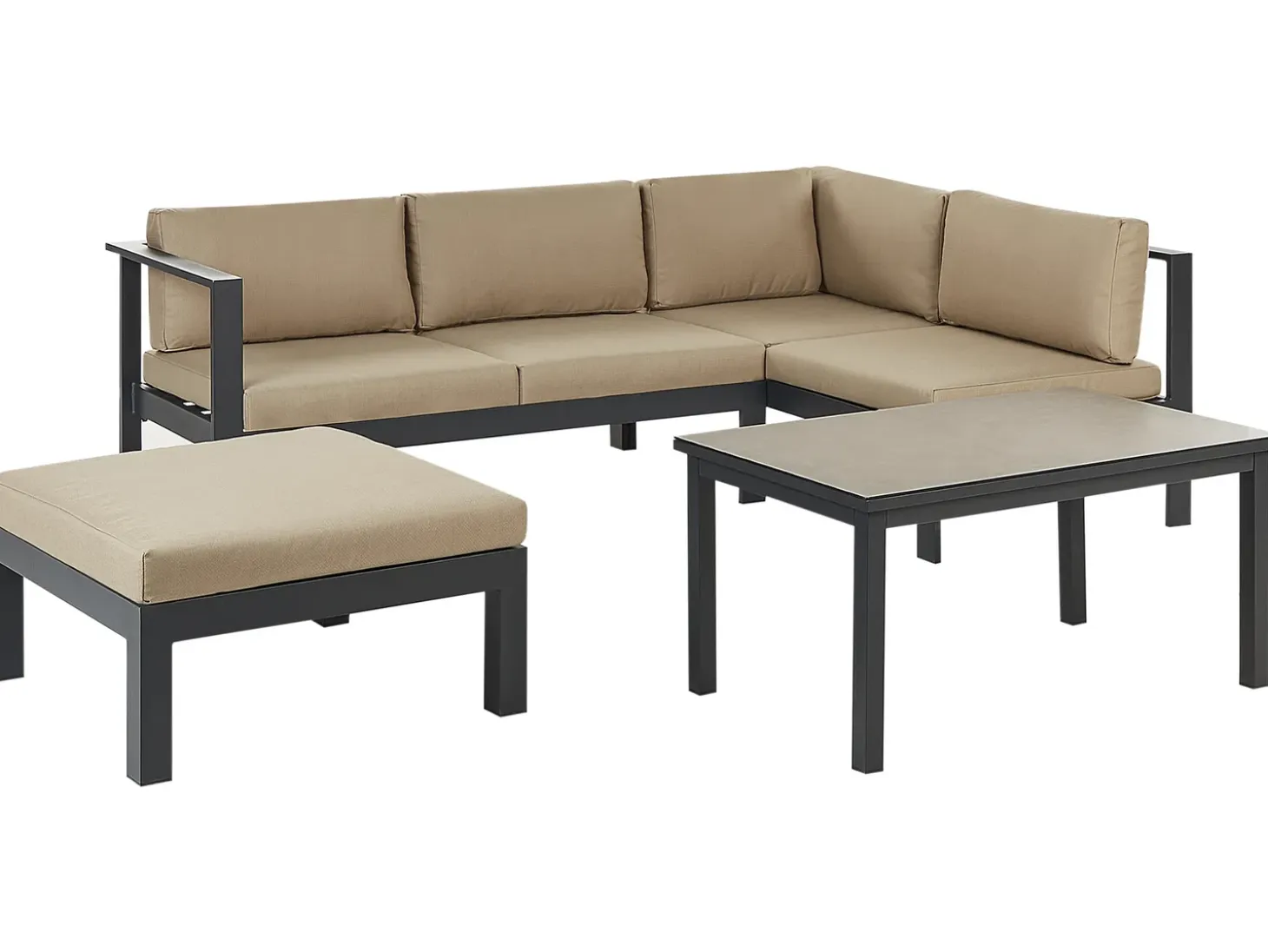 MESSINA 5 personers Have-hjørnesofasæt Venstrevendt Sand Beige Metal