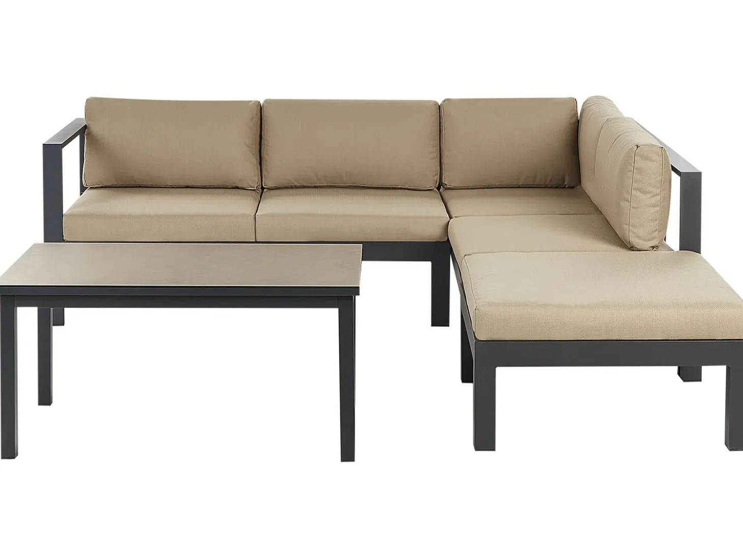 MESSINA 5 personers Have-hjørnesofasæt Venstrevendt Sand Beige Metal