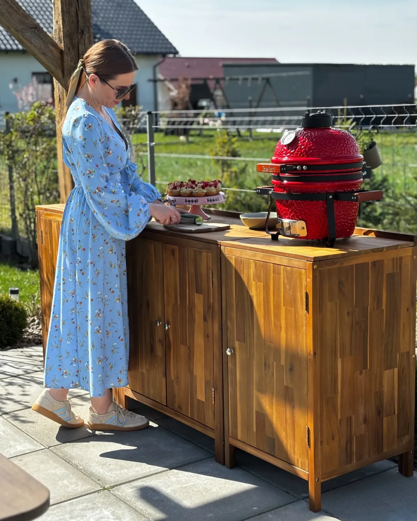 Mini-grill med trækul KAMADO Keramik Rød