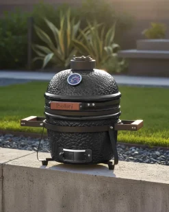 Mini-grill med trækul KAMADO Keramik Sort