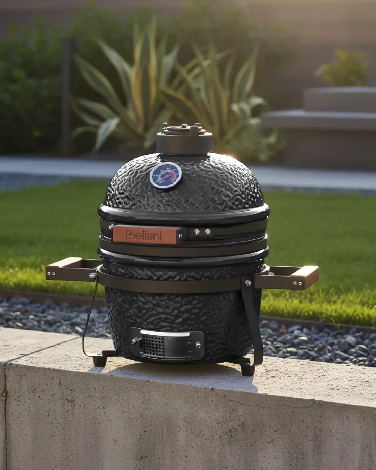 Mini-grill med trækul KAMADO Keramik Sort