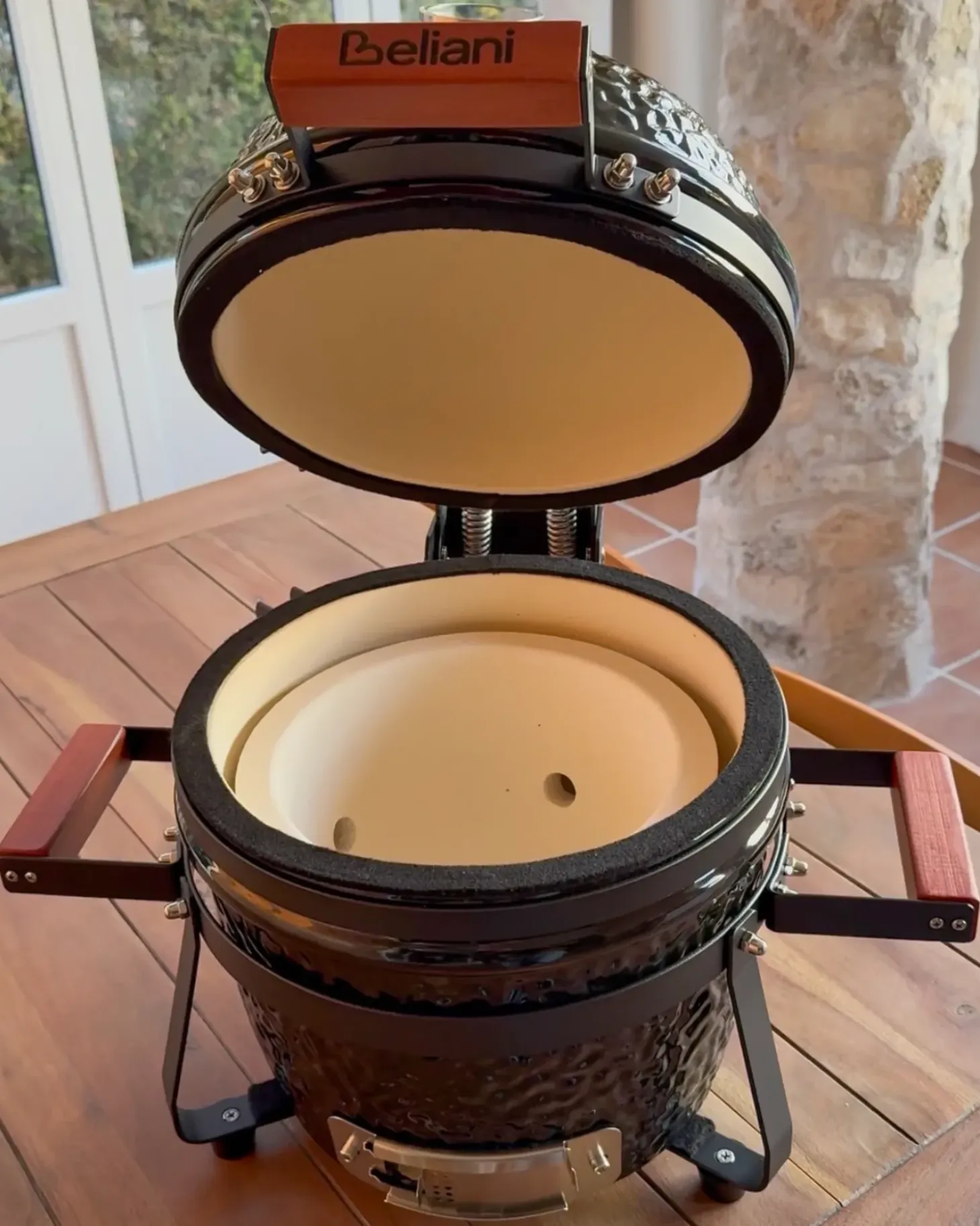 Mini-grill med trækul KAMADO Keramik Sort