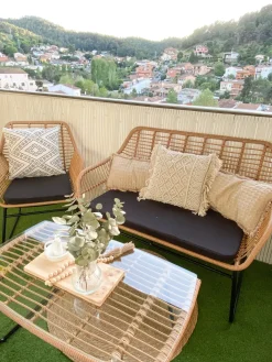 MINORI 4 personers Loungesæt med bord Beige PE-rattan