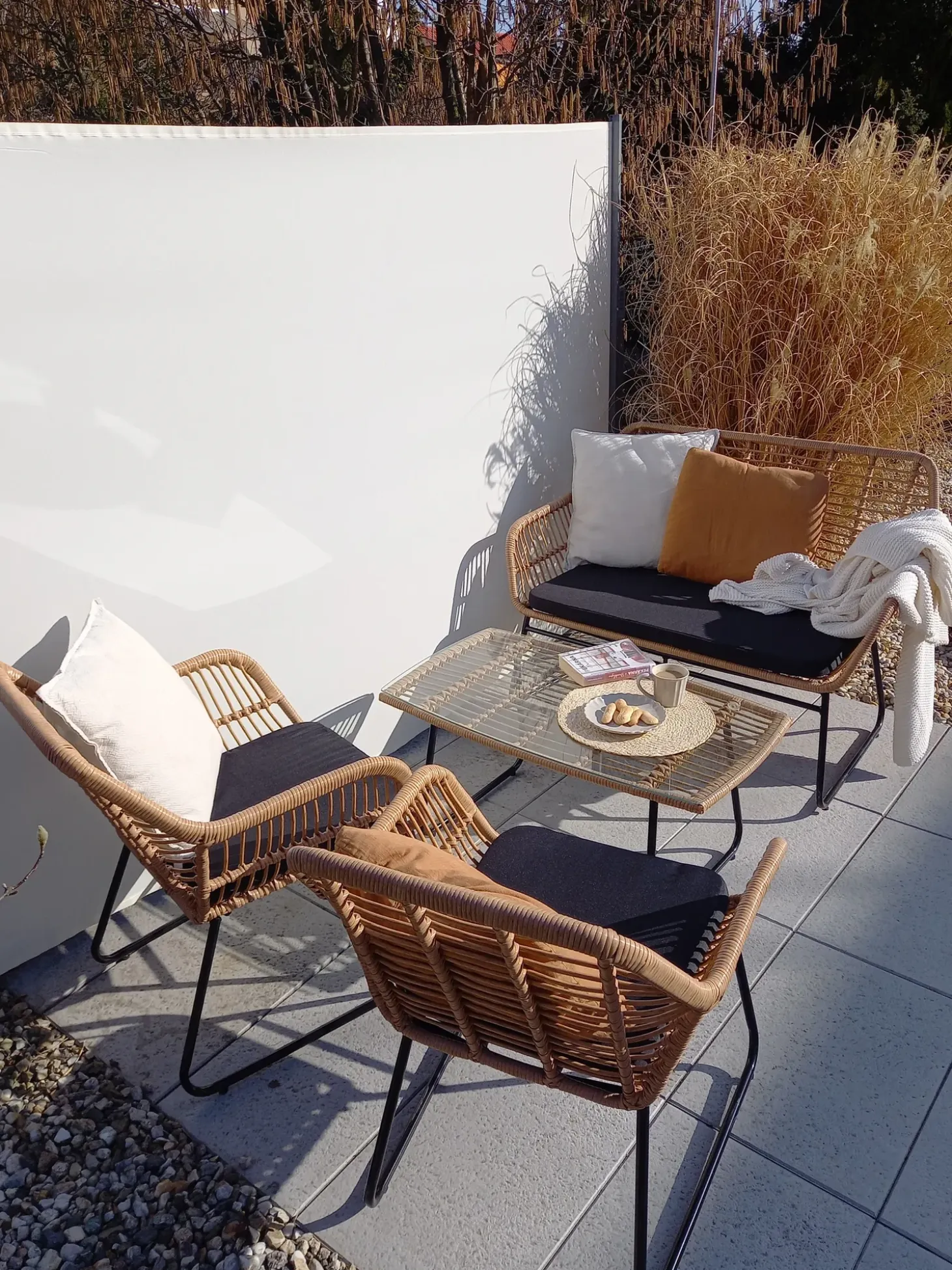 MINORI 4 personers Loungesæt med bord Beige PE-rattan