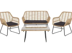 MINORI 4 personers Loungesæt med bord Beige PE-rattan