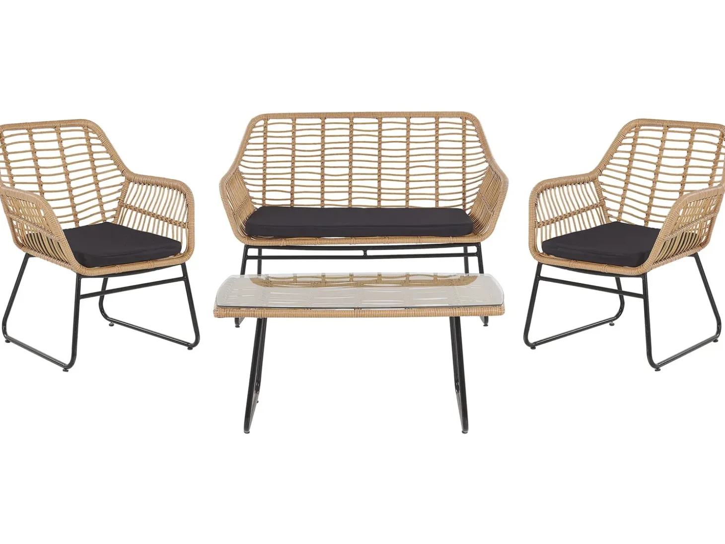 MINORI 4 personers Loungesæt med bord Beige PE-rattan