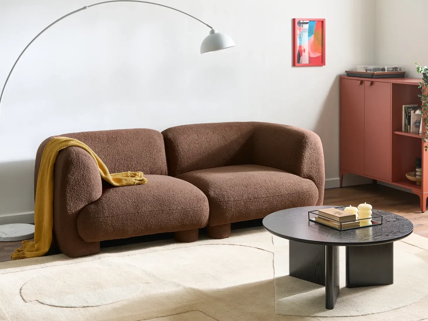 MJALBI 2 personers Modulsofa Brun Boucle