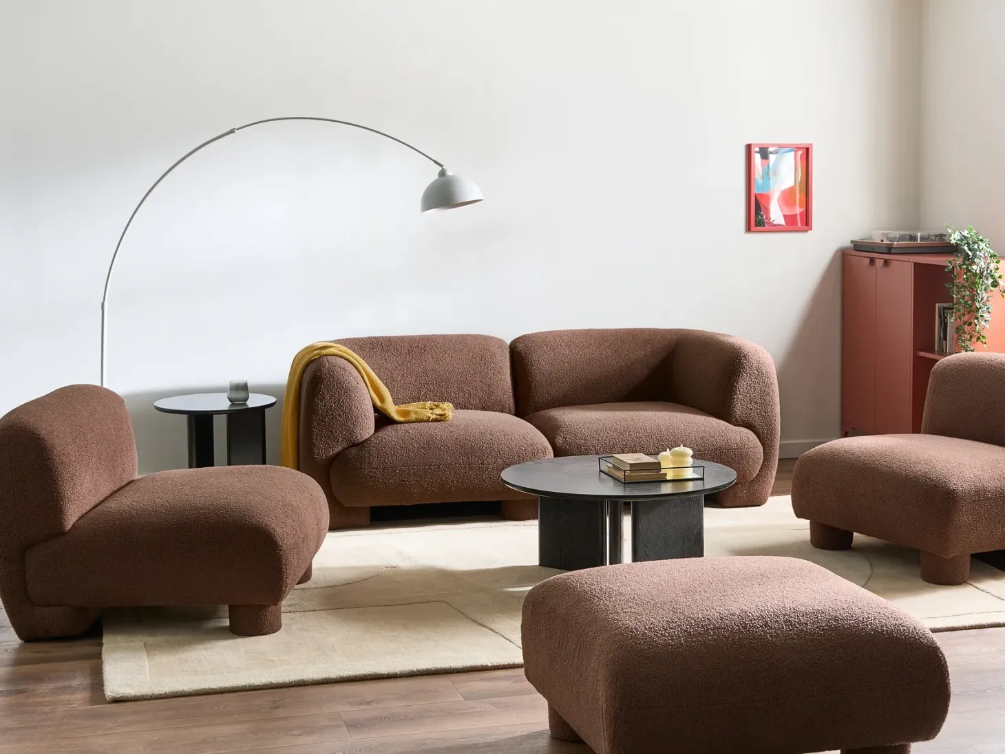 MJALBI 2 personers Modulsofa Brun Boucle