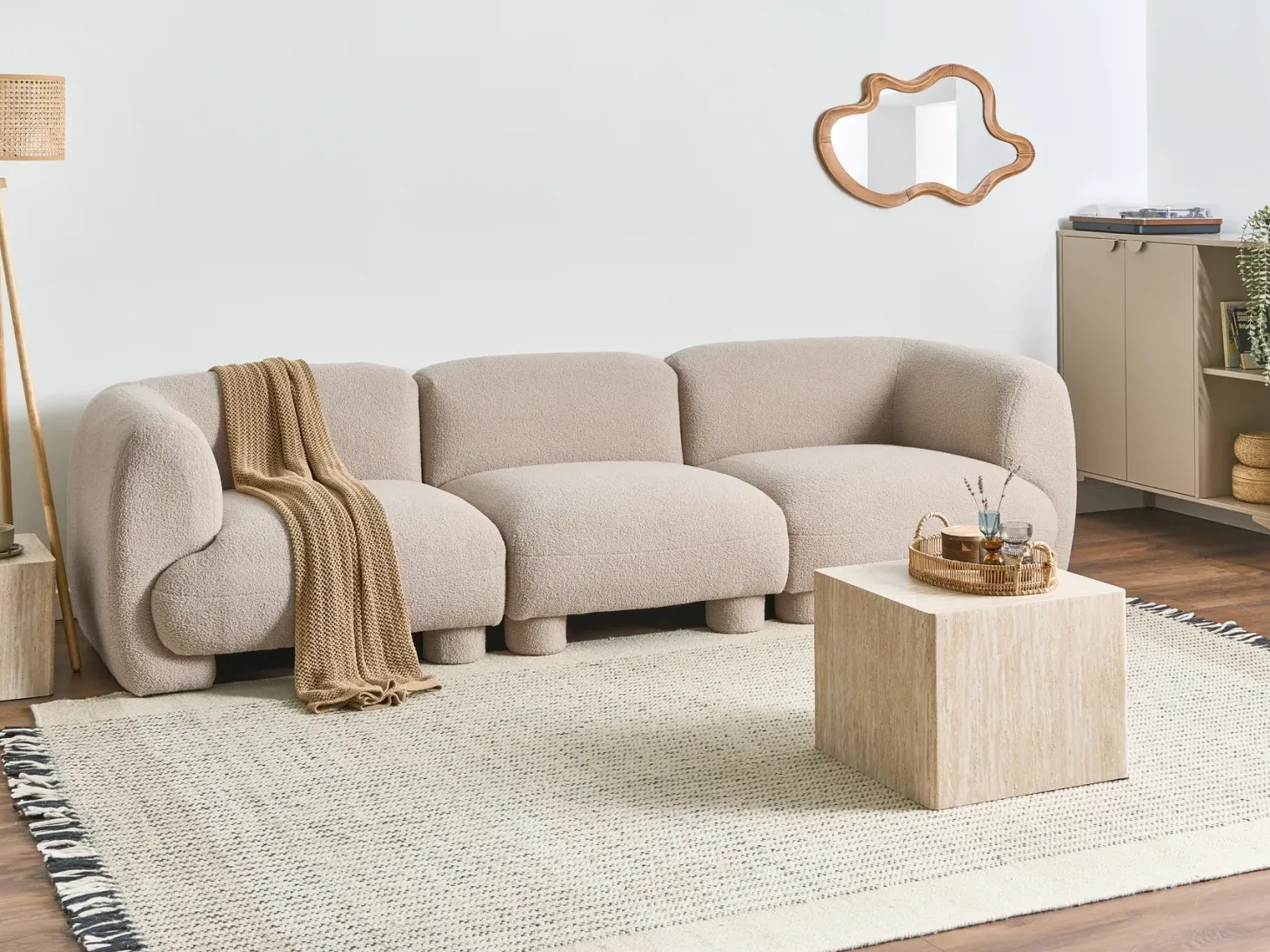 MJALBI 3 personers Modulsofa Beige Boucle
