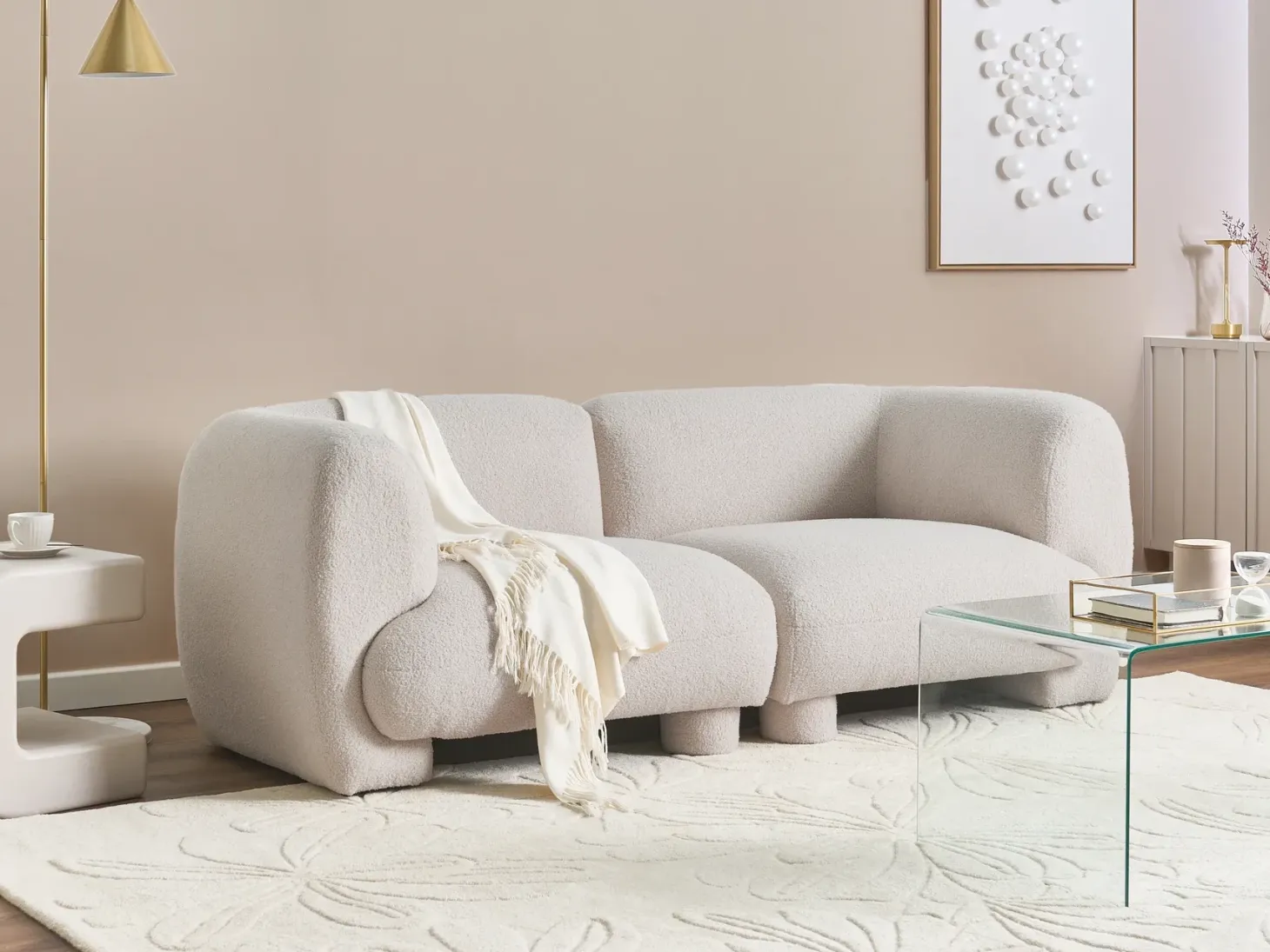 MJALBI 2 personers Modulsofa Cremehvid Boucle