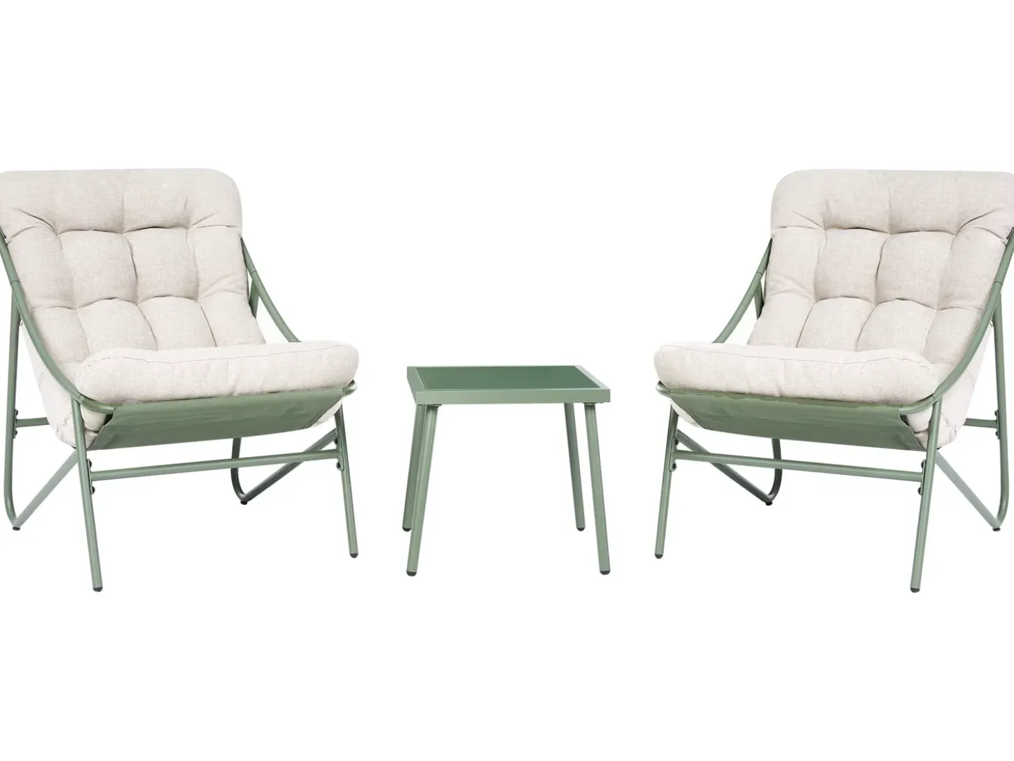 MOLVENO 2 personers Loungesæt med bord Beige/Grøn Metal