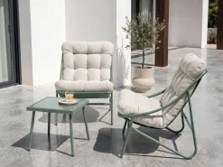 MOLVENO 2 personers Loungesæt med bord Beige/Grøn Metal