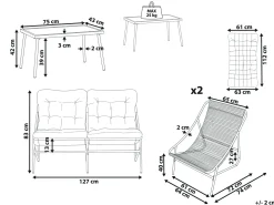 MOLVENO 4 personers Loungesæt med bord Beige/Grøn Metal