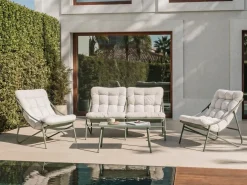 MOLVENO 4 personers Loungesæt med bord Beige/Grøn Metal