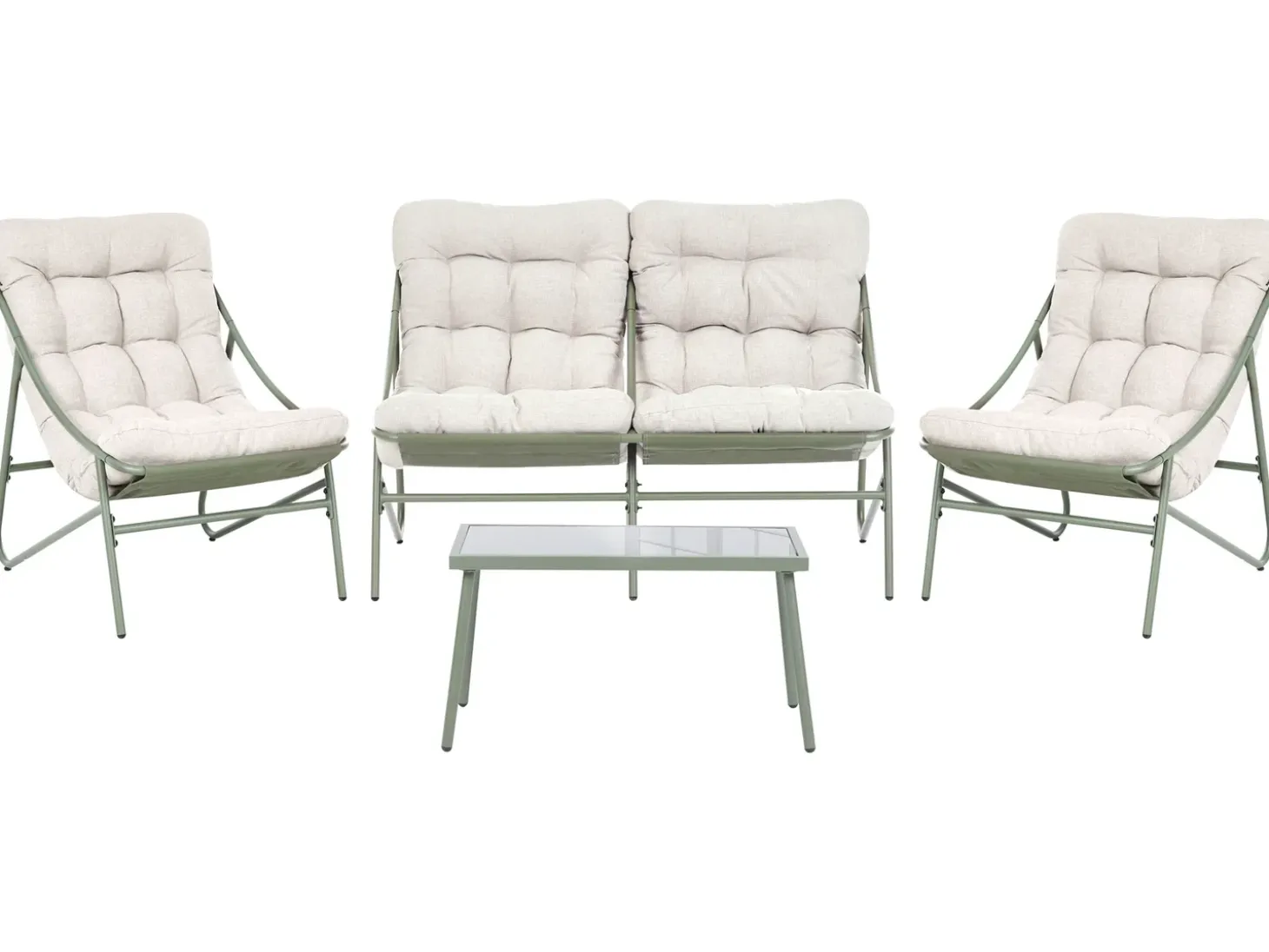 MOLVENO 4 personers Loungesæt med bord Beige/Grøn Metal