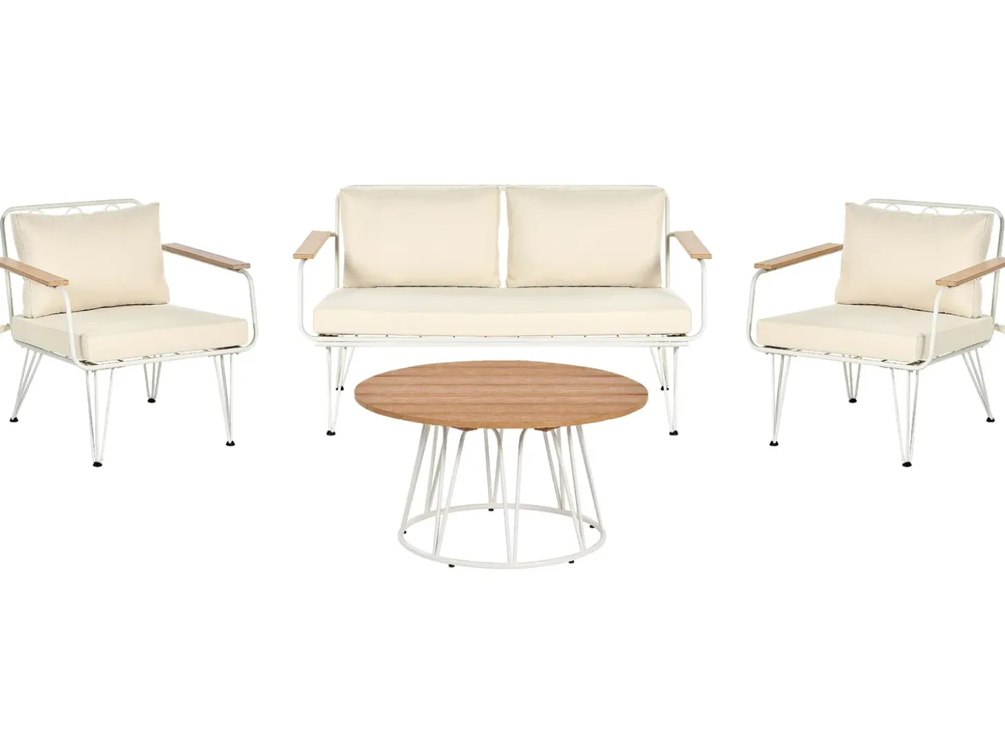 MONTESILVANO 4 personers Loungesæt med bord Lys Beige Metal