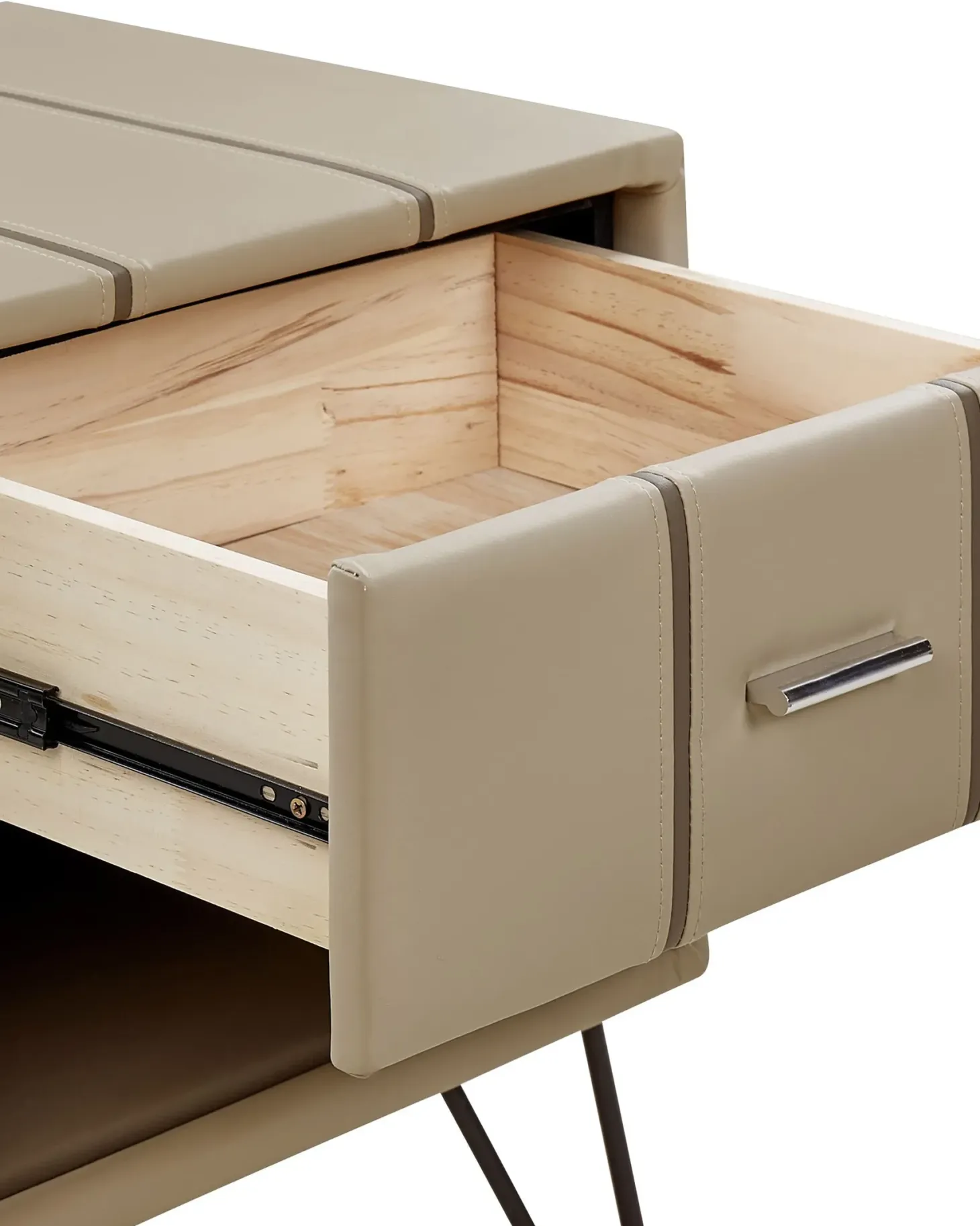 Natbord med 1 skuffe BETIN Kunstlæder Beige