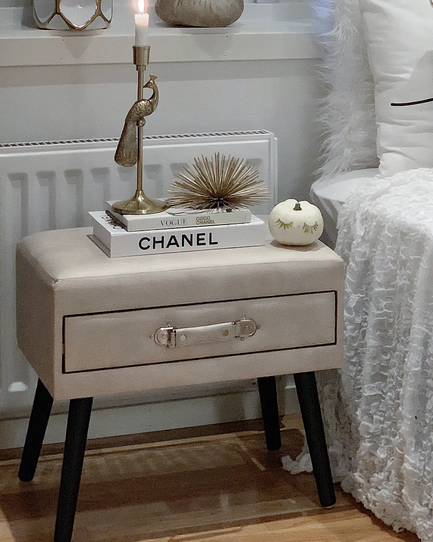 Natbord med 1 skuffe EUROSTAR Kunstlæder Beige