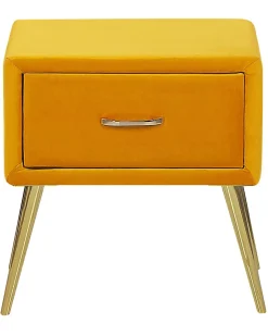 Natbord med 1 skuffe FLAYAT Velour Sennepsgul