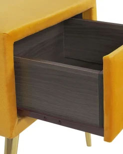 Natbord med 1 skuffe FLAYAT Velour Sennepsgul