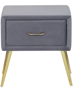 Natbord med 1 skuffe FLAYAT Velour Grå