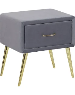 Natbord med 1 skuffe FLAYAT Velour Grå