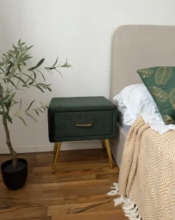 Natbord med 1 skuffe FLAYAT Velour Smaragdgrøn