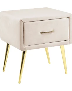 Natbord med 1 skuffe FLAYAT Velour Lys Beige