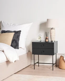 Natbord med 2 skuffer COVENTRY Sort