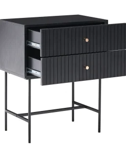 Natbord med 2 skuffer COVENTRY Sort/guld