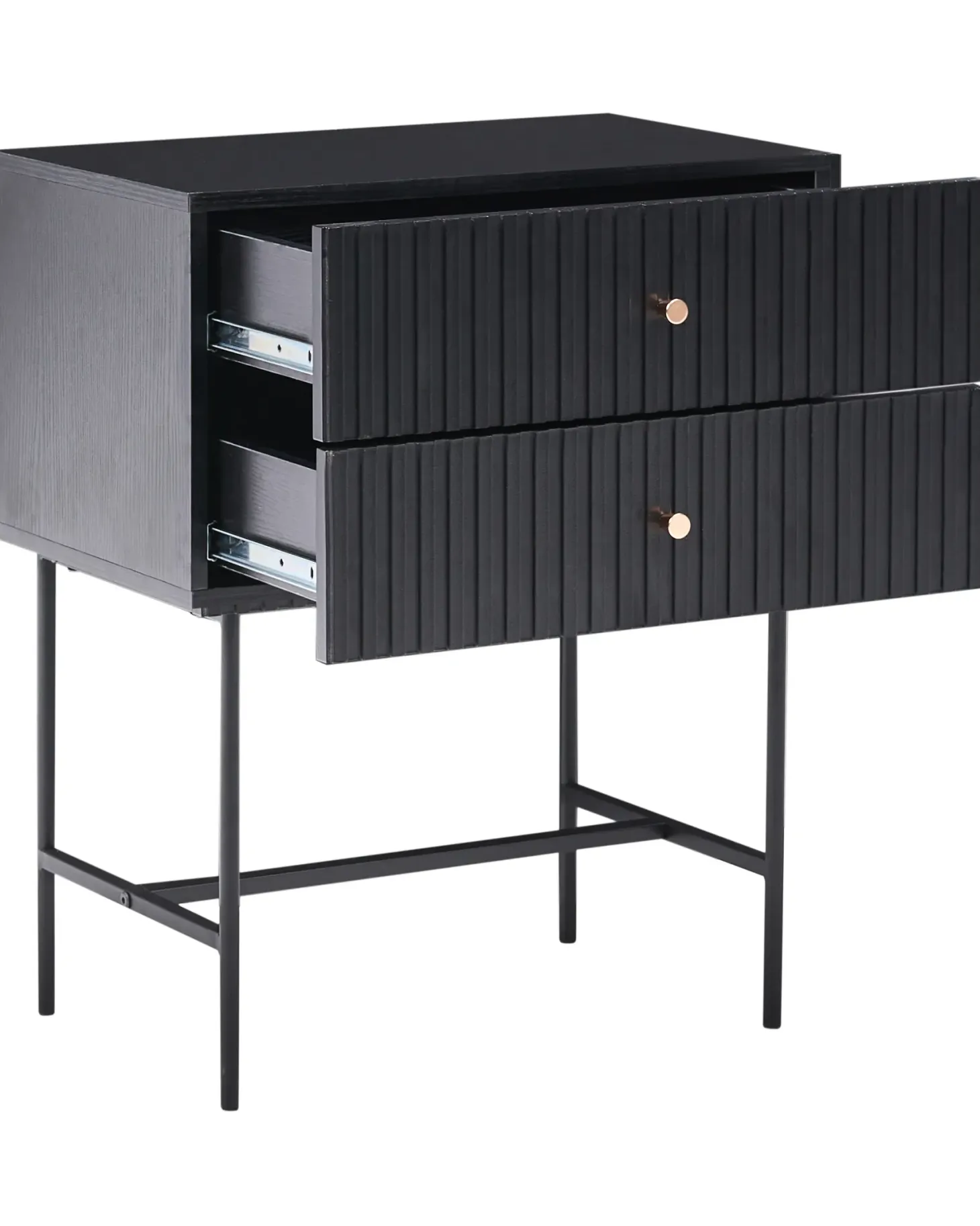 Natbord med 2 skuffer COVENTRY Sort/guld