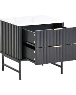 Natbord med 2 skuffer GLASTONBURY Marmor/sort