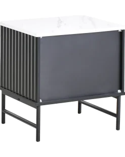 Natbord med 2 skuffer GLASTONBURY Marmor/sort