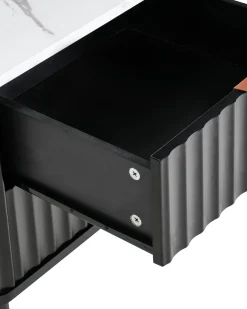 Natbord med 2 skuffer GLASTONBURY Marmor/sort