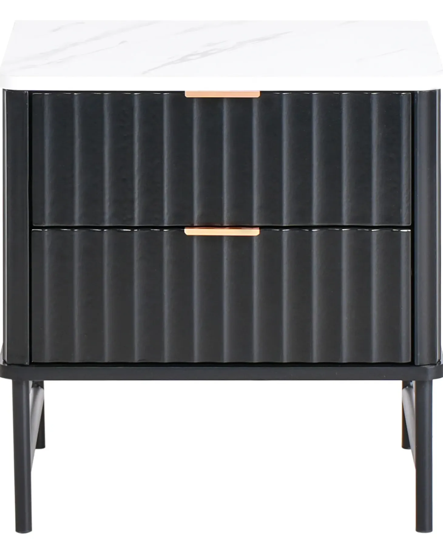 Natbord med 2 skuffer GLASTONBURY Marmor/sort