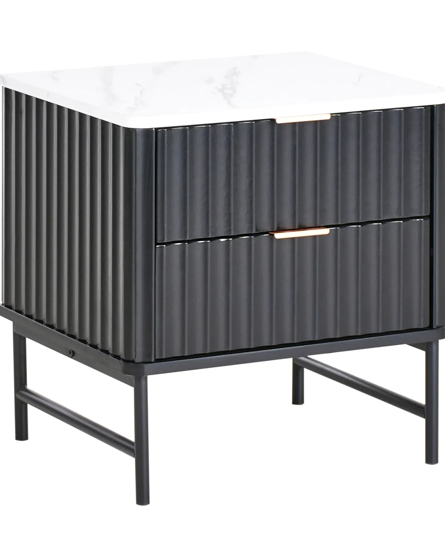 Natbord med 2 skuffer GLASTONBURY Marmor/sort