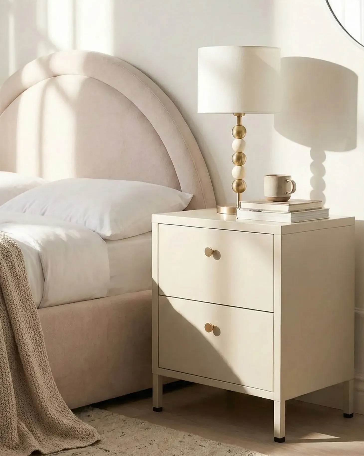 Natbord med 2 skuffer KYLEA Metal Lys Beige