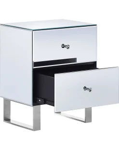 Natbord med 2 skuffer NESLE Glas Spejlet sølv